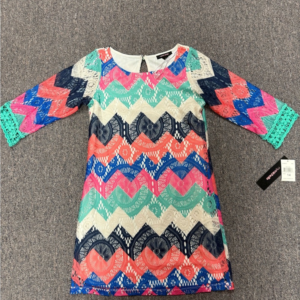 My Michelle Multicolor Chevron Kids Dress
